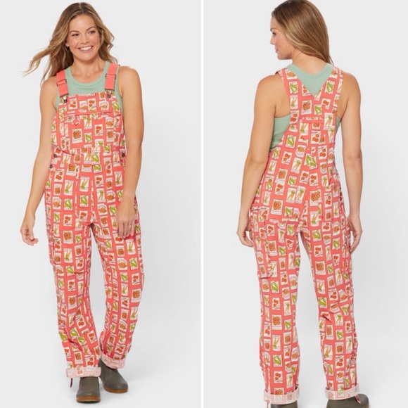 NWT Duluth Small x31L Heirloom Gardening Bib Overalls Coral Seed Packets Farming - Picture 10 of 10